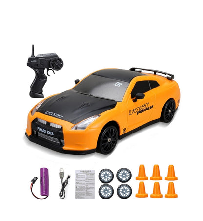 Nissan GTR Amarelo RC Drift 4WD — Kit de Cones