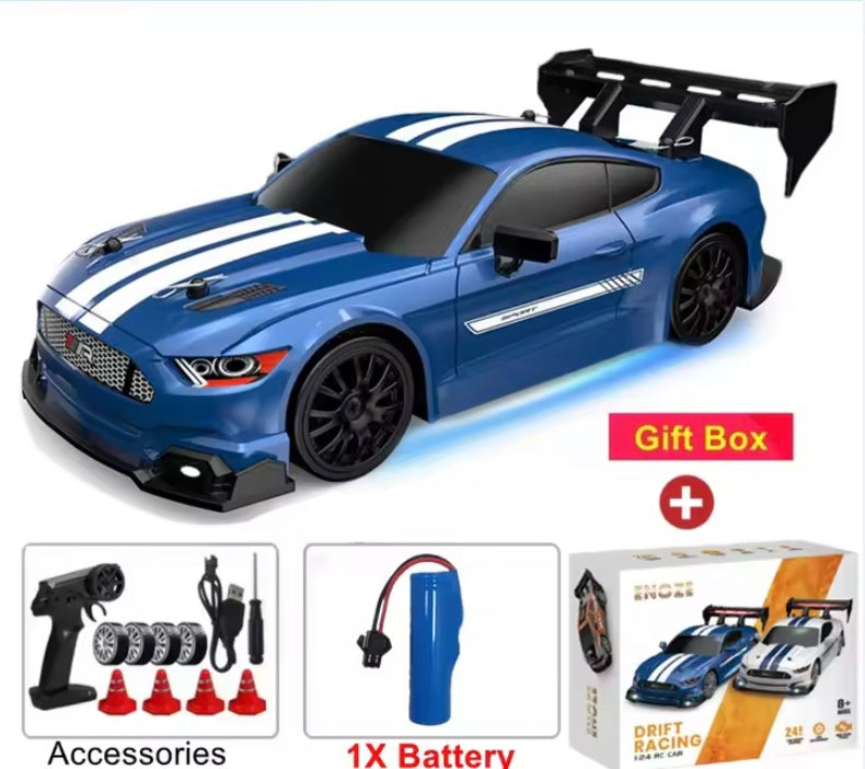 Mustang RC Drift 4WD — Luzes Néon + Kit de Cones
