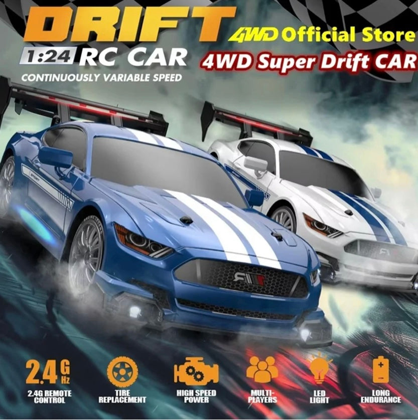 Mustang RC Drift 4WD — Luzes Néon + Kit de Cones